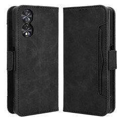 For TCL 40 Nxtpaper 4G Magnetic Phone Case PU Leather Stand Cover with Multiple Card Slots - Black