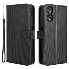 For TCL 40 Nxtpaper 4G Phone Case PU Leather Wallet Flip Folio Cover with Wrist Strap - Black