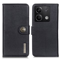 KHAZNEH For Xiaomi Redmi Note 13 5G Cowhide Texture Case Leather Phone Wallet Cover - Black
