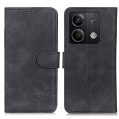 KHAZNEH For Xiaomi Redmi Note 13 5G Case Retro PU Leather Smart Phone Stand Cover - Black