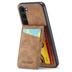 FIERRE SHANN For Samsung Galaxy S24+ Case RFID Blocking PU Leather+TPU Phone Cover - Brown