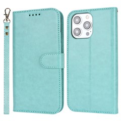 For iPhone 15 Pro Max R61 Texture Wallet Case Leather Phone Cover - Light Green