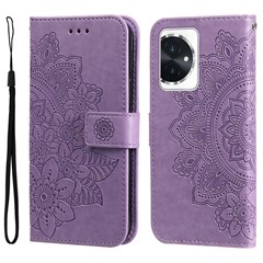 For Honor 100 5G Case Floral Pattern PU Leather Wallet Stand Phone Cover - Purple