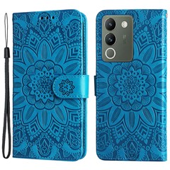 For vivo Y200 (India) 5G / V29e (Global) 5G Wallet Leather Case Sunflower Phone Cover - Blue