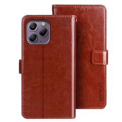 IDEWEI For Blackview A96 Leather Case Crazy Horse Pattern Phone Wallet - Brown