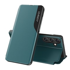 For Samsung Galaxy A35 5G Case View Window PU Leather Stand Cover - Green