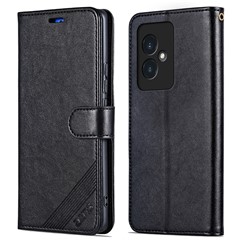 AZNS For Honor 100 5G Leather Phone Case Stand Wallet with Sheepskin Texture - Black