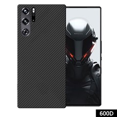 For ZTE nubia Red Magic 9 Pro 5G Case 600D Fine Texture Aramid Fiber Phone Cover (Big Lens Hole) - Black