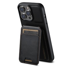 SUTENI H02 For iPhone 14 Pro Leather Case Waxy Texture Card Holder Phone Guard Cover - Black
