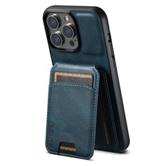 SUTENI H02 For iPhone 15 Pro Magnetic Case Anti-scratch Leather Waxy Texture Card Slots Phone Cover - Blue