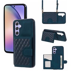 For Samsung Galaxy A25 5G (Global) (161.0 x 76.5 x 8.3mm) Cell Phone Case PU Leather+TPU Card Holder Back Cover with Long Strap - Green