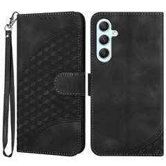 For Samsung Galaxy A35 5G Wallet Case YX0060 Elephant Head Pattern Leather Phone Cover - Black