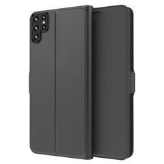 PU Leather Phone Case for Samsung Galaxy S24 Ultra Card Slot Phone Cover Stand Shell - Black