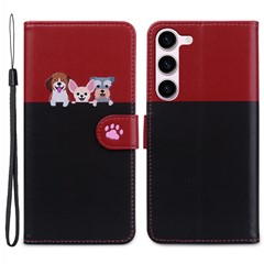 Cartoon Pet Series for Samsung Galaxy S23 FE Shockproof Case Wallet Card Holder Phone Cover - Black