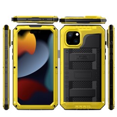 For iPhone 15 IP68 Waterproof Case Drop-proof PC+Silicone Cover with Screen Protector - Yellow