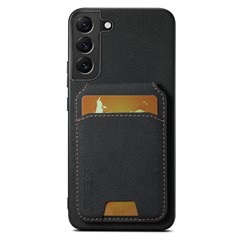 SUTENI H02 For Samsung Galaxy S22+ 5G Litchi Texture Leather+TPU Case Card Slots - Black