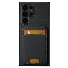 SUTENI H02 For Samsung Galaxy S22 Ultra 5G Case Card Slots Kickstand Phone Cover - Black
