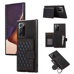 For Samsung Galaxy Note20 Ultra 5G / Note20 Ultra Shoulder Phone Pouch Card Case TPU+PU Leather Cover - Black