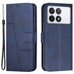 For Xiaomi Redmi K70E 5G / Poco X6 Pro 5G Wallet Case Leather Phone Cover Folding Stand - Sapphire