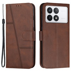 For Xiaomi Redmi K70E 5G / Poco X6 Pro 5G Wallet Case Leather Phone Cover Folding Stand - Brown