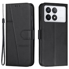 For Xiaomi Poco F6 Pro 5G / Redmi K70 5G / K70 Pro 5G Leather Phone Case with Wallet Stand - Black