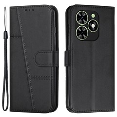 For TECNO Spark Go 2024 4G / Spark 20C / Pop 8 Leather Case Calf Texture Wallet Phone Cover - Black