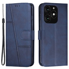 For TECNO Spark 20 Flip PU Leather Phone Cover Cell Phone Case Wallet with Stand - Sapphire