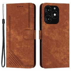 For TECNO Spark 20 Skin Touch Wallet Case PU Leather Stand Flip Phone Cover - Brown