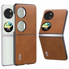 ABEEL For Huawei Pocket 2 Phone Case PU Leather + Hard PC Cover Anti-Shock - Brown