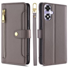For Oppo A2x 5G / A2m 5G Magnetic Case Crossbody PU Leather+TPU 6 Card Holders Phone Cover - Grey