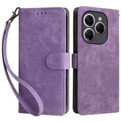 For TECNO Spark 20 Pro KJ6 Case RFID Blocking PU Leather+TPU Cell Phone Cover with Strap - Purple