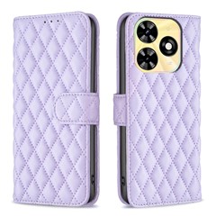 BINFEN COLOR BF Style-14 For Infinix Smart 8 4G Wallet Leather Case Rhombus Grid Pattern - Purple