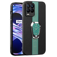 KADEM For Realme 8 / Realme 8 Pro Slim-Fit Phone Cover PU Leather+TPU+Acrylic Kickstand Phone Case - Green