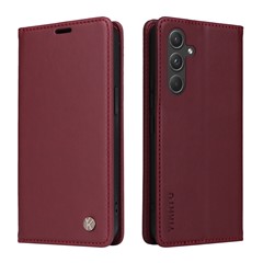 YIKATU YK-001 For Samsung Galaxy A55 5G Magnetic Case Book Style Leather Stand Phone Cover - Wine Red