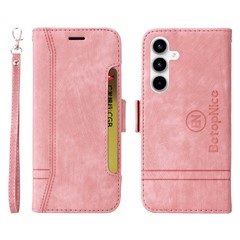 BETOPNICE 001 for Samsung Galaxy A35 5G Cell Phone Case Leather Wallet Card Slots Cover - Pink