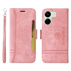 BETOPNICE 001 for Xiaomi Redmi 13C 4G / Redmi 13C 5G / Poco C65 4G Phone Cover Folding Wallet Case - Pink