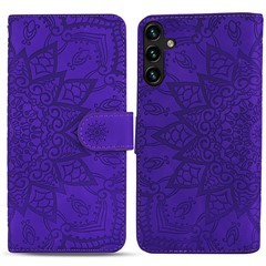 For Samsung Galaxy A55 5G Case Imprinted Flower Calf Texture Cover - Purple