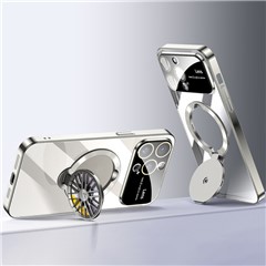 VOERO For iPhone 13 Pro Kickstand Case Electroplating Anti-Drop PC Phone Protector - Titanium
