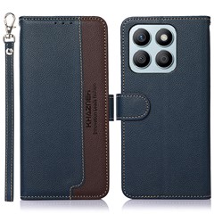 KHAZNEH For Honor X8b 4G Folio Wallet Phone Case RFID Blocking Stand Cover - Blue