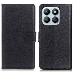 For Honor X8b 4G Leather Wallet Phone Case Full Body Protective Cover - Black