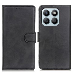 For Honor X8b 4G PU Leather Case Cowhide Texture Flip Phone Cover - Black