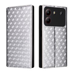 For ZTE Blade A54 Leather Case Magnetic Auto Closing Phone Wallet Cover - Silver