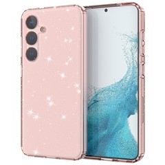 For Samsung Galaxy S24 TPU Case Glitter Clear Phone Back Cover - Transparent Pink