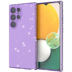 For Samsung Galaxy S24 Ultra TPU Case Glitter Powder Transparent Phone Cover - Transparent Purple