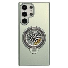 VOERO For Samsung Galaxy S24 Ultra PC Case Electroplating Kickstand Phone Case Built-In Rotating Gyro - Cyan