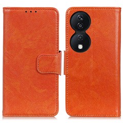 For Honor X7b 4G / 90 Smart / Play 50 Plus 5G Wallet Case Nappa Texture Split Leather Phone Cover - Orange