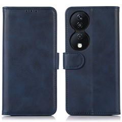 For Honor X7b 4G / 90 Smart / Play 50 Plus 5G Phone Wallet Case Cowhide Texture PU Leather Cover - Blue