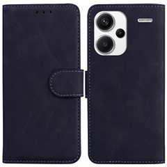 For Xiaomi Redmi Note 13 Pro+ 5G Case Solid Color Leather Phone Cover Stand Card Holder - Black