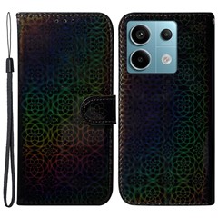 For Xiaomi Redmi Note 13 Pro 5G / Poco X6 5G Magnetic Case Dazzling Flower Phone Wallet Cover - Black