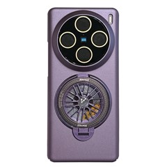 VOERO For vivo X100 Pro 5G Kickstand Phone Case Tempered Glass Lens Protector - Purple